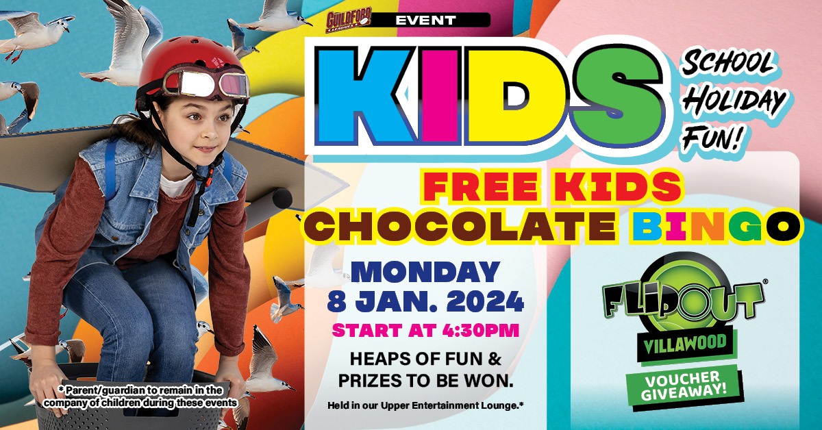 Free Kids Chocolate Bingo at Guildford Leagues. MONDAY, 8TH JANUARY 2024START AT 4:30PM. Held in our Upper Entertainment Lounge