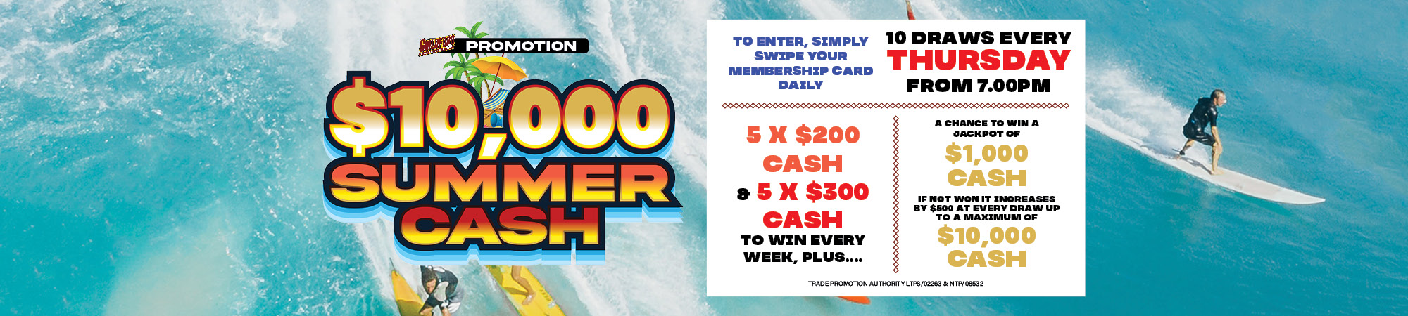 $10,000 Summer Cash at Guildford Leagues. To enter, simply swipe your membership card daily10 draws every Thursday from 7.00pm.