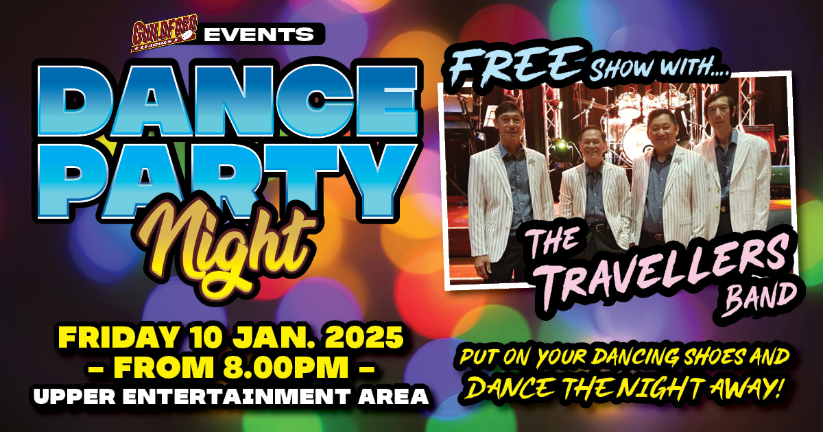 Dance Party Night ft. The Travellers Band at Guildford Leagues Club. Free Show Event! Friday 10th January 2025. Starting at 8.00pm.