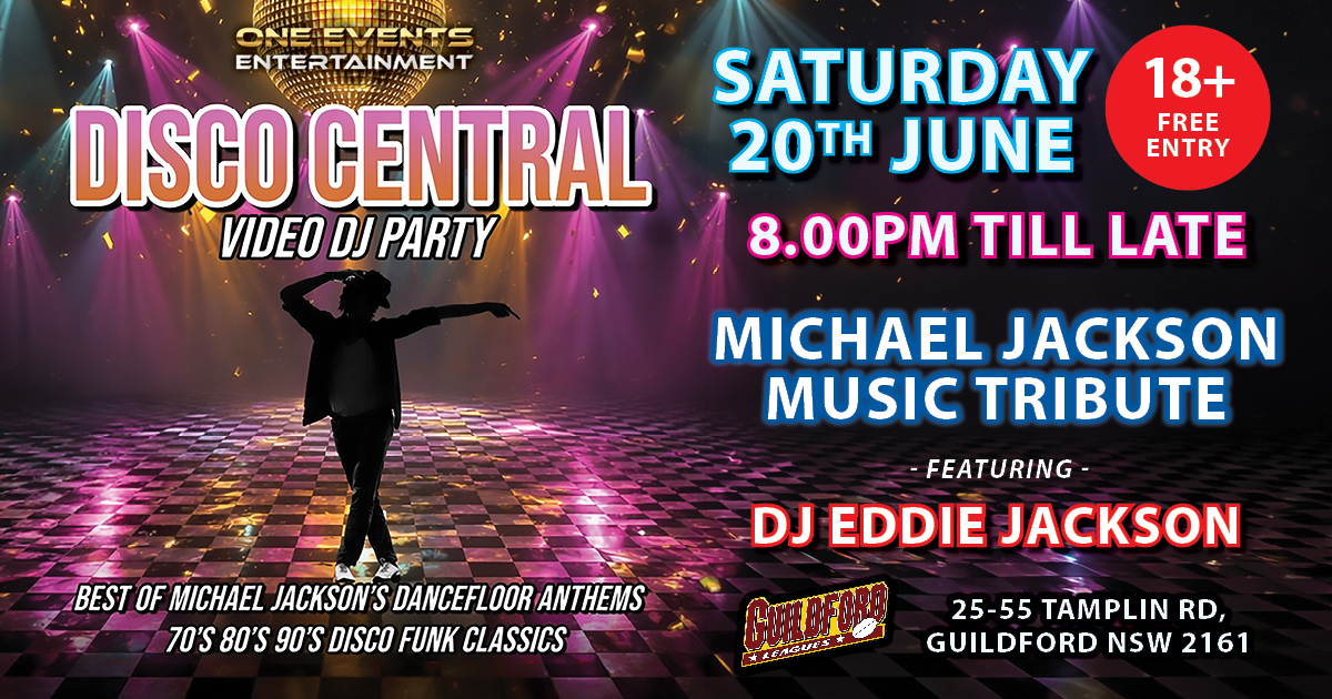 Disco Central: Michael Jackson Music Tribute Featuring DJ Eddie Jackson. Get ready for a massive night of dancefloor energy at Guildford Leagues