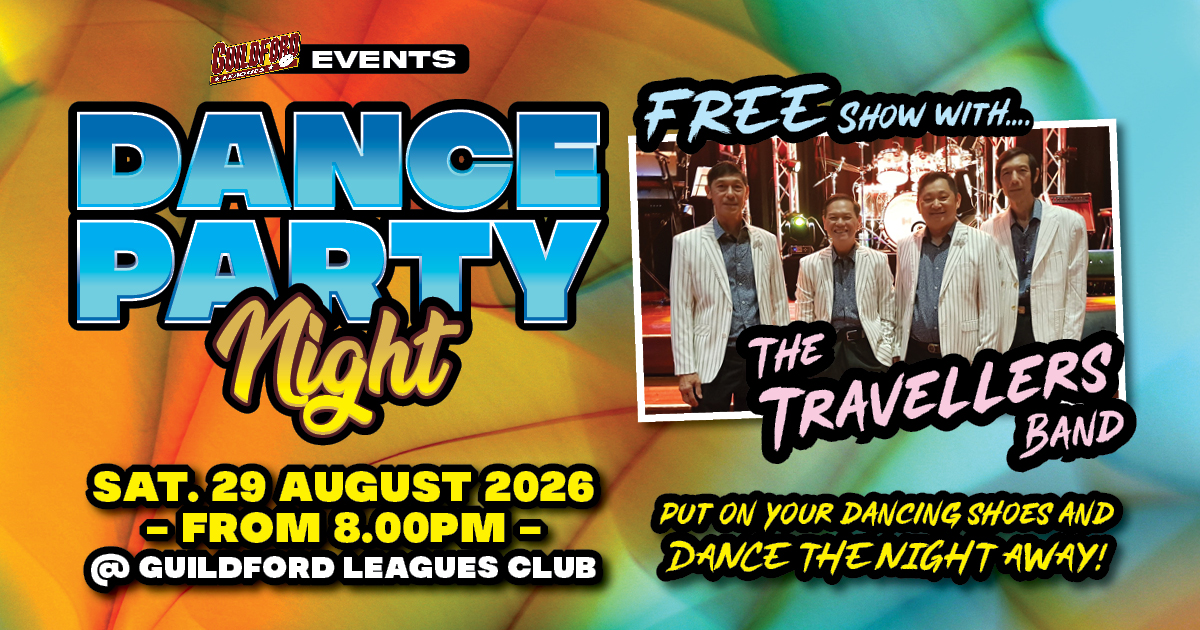 The Travellers Band LIVE at Guildford Leagues Club. Free Show Event 18+! Saturday 29 August 2026. Starting at 8.00pm